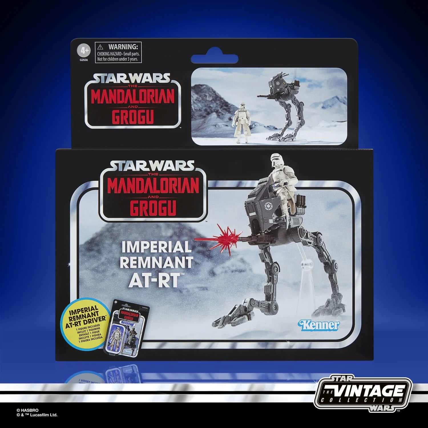 Photo packaging : Boîte Vintage Collection AT-RT Imperial Remnant The Mandalorian design rétro années 1980