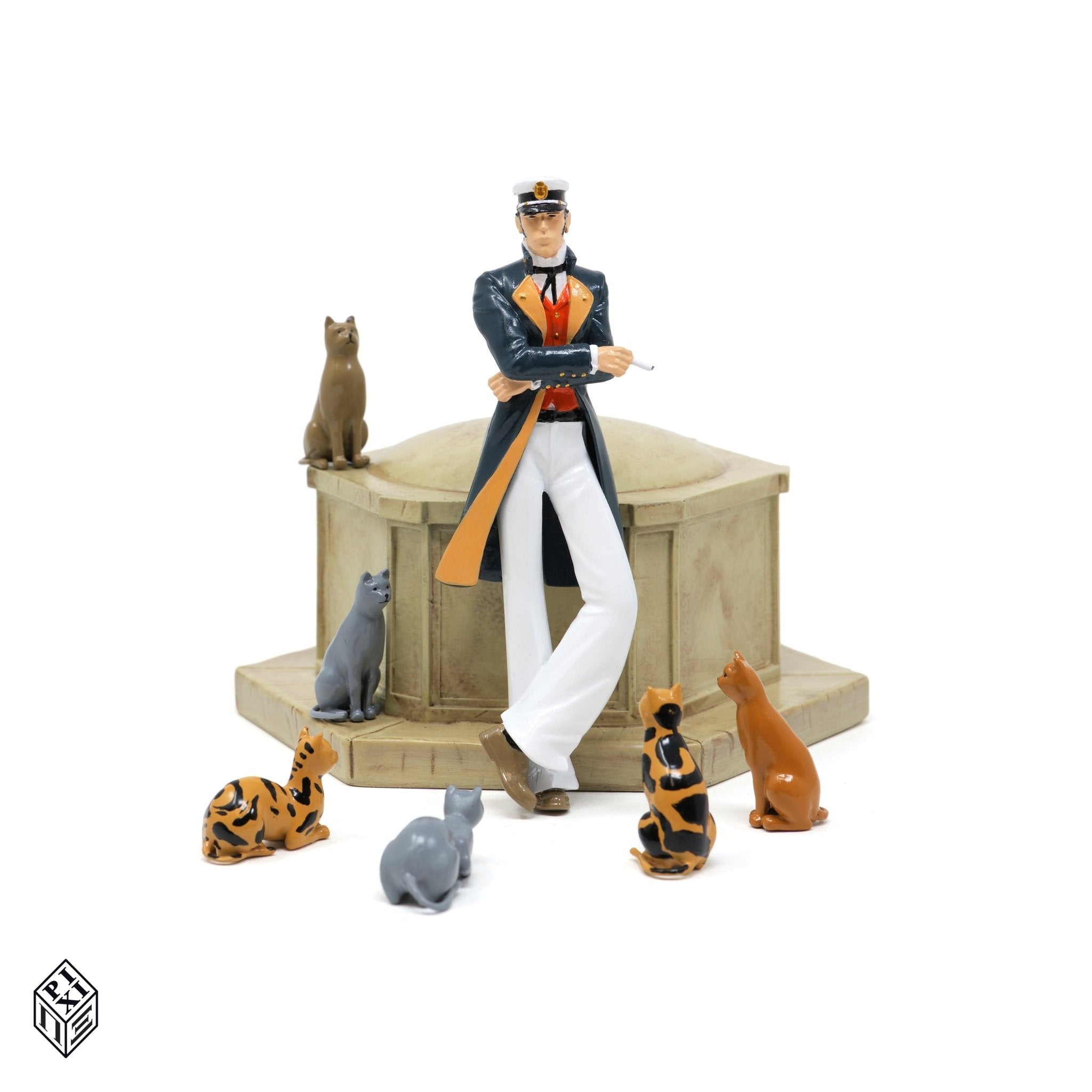 Figurine Corto Maltese et les chats - Fable de venise - La Case Au Tresor