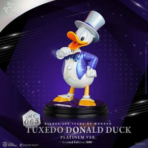 FIGURINE DISNEY: MASTER CRAFT TUXEDO DONALD DUCK VERSION PLATINE - La Case Au Tresor