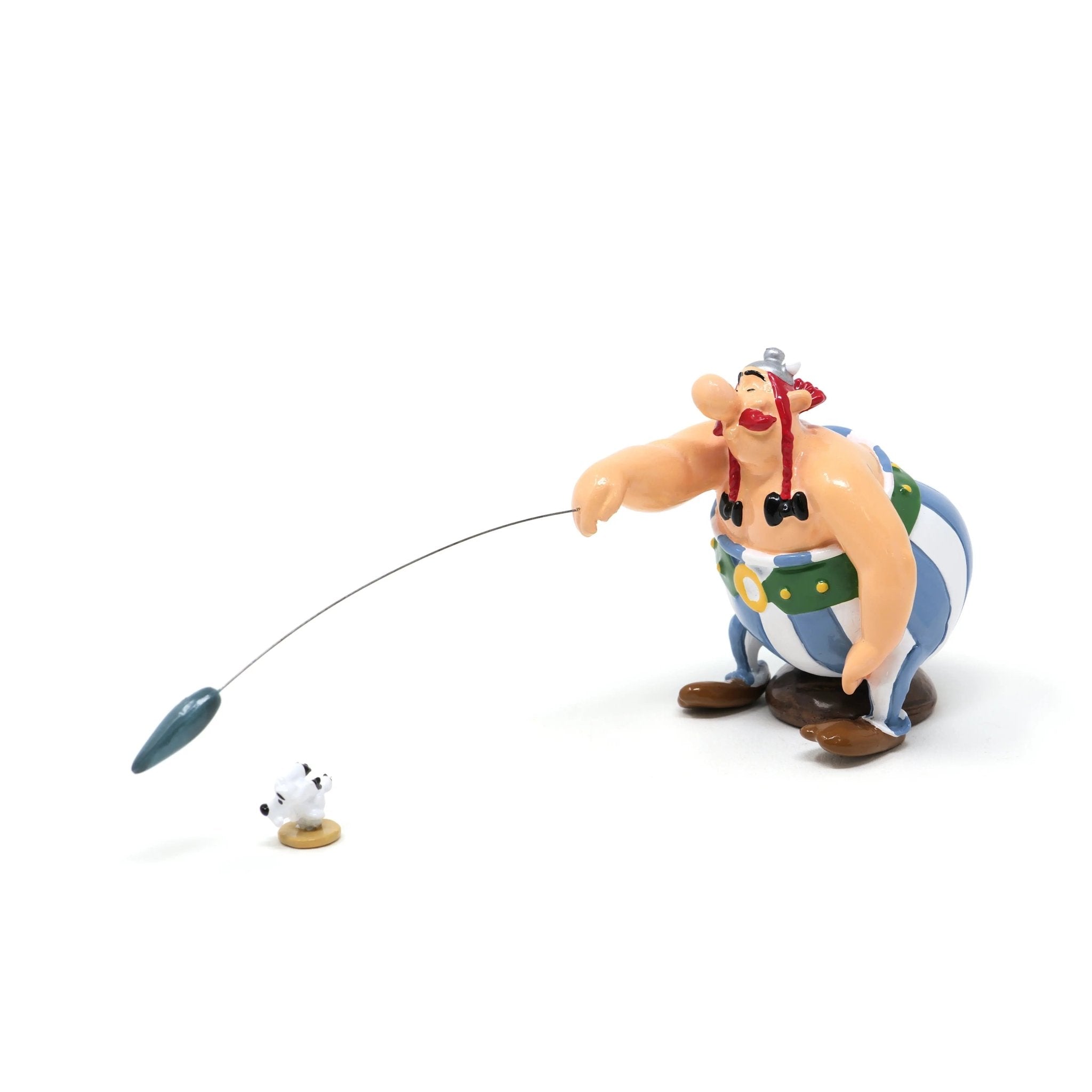 Figurine Pixi Astérix – Obélix lançant le mini Menhir à Idéfix - La Case Au Tresor
