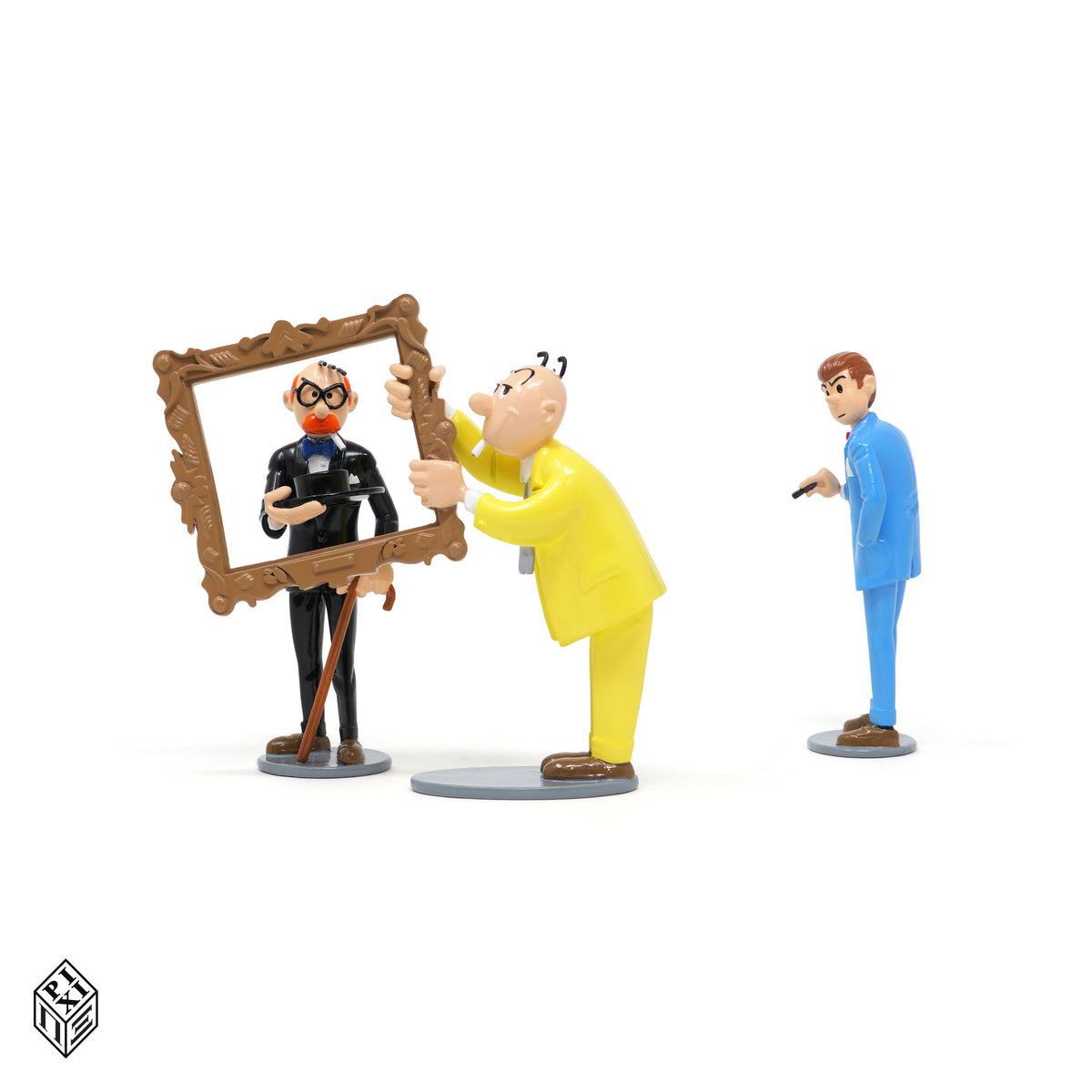 Figurines Pixi Gil Jourdan « Popaïne et vieux tableaux », les trois personnages