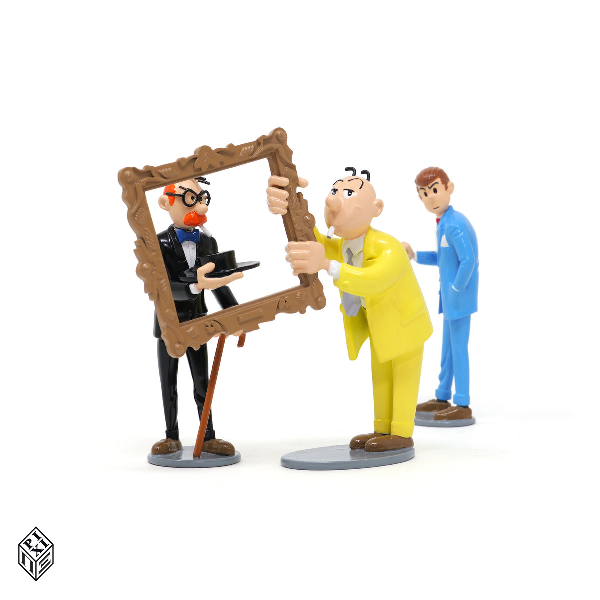 Figurines Pixi Gil Jourdan « Popaïne et vieux tableaux », détail des personnages