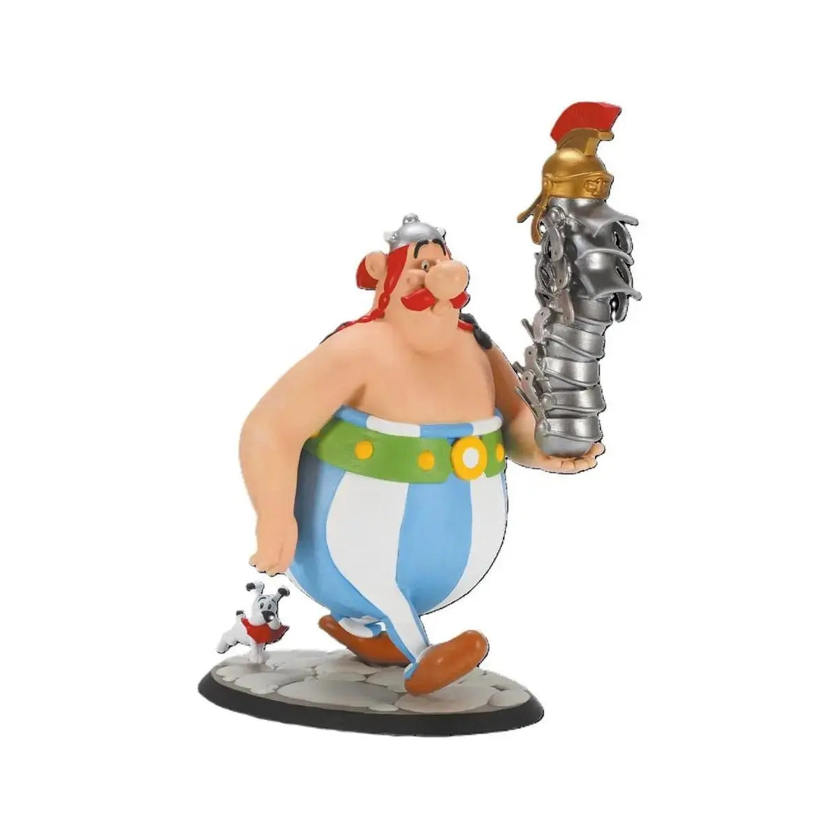 FIGURINE ASTÉRIX: OBÉLIX TENANT UNE PILE DE CASQUES - La Case Au Tresor