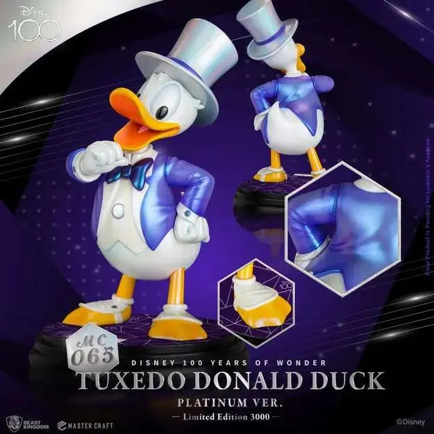 FIGURINE DISNEY: MASTER CRAFT TUXEDO DONALD DUCK VERSION PLATINE - La Case Au Tresor