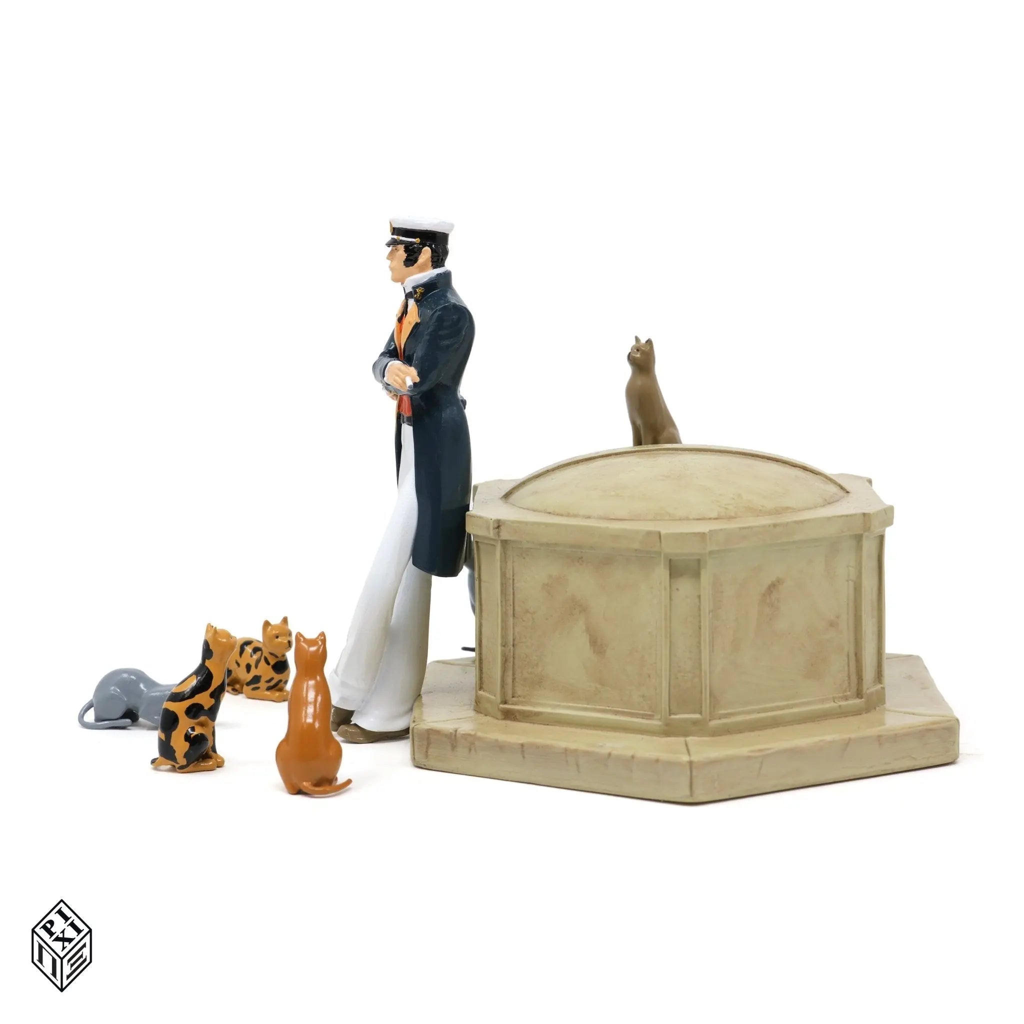 Figurine Corto Maltese et les chats - Fable de venise - La Case Au Tresor