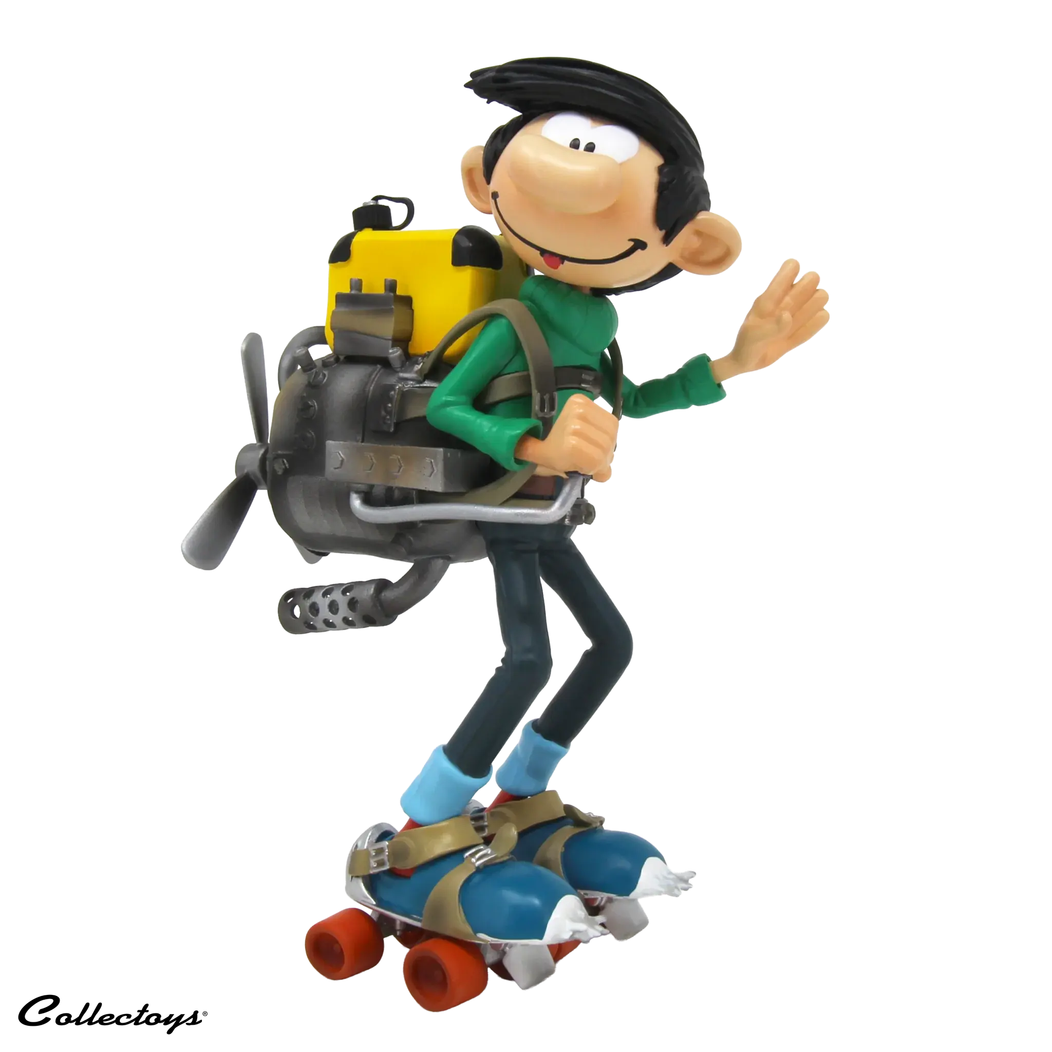 Figurine Les Inventions de Gaston Lagaffe, Moteur sur patins à roulettes Plastoy