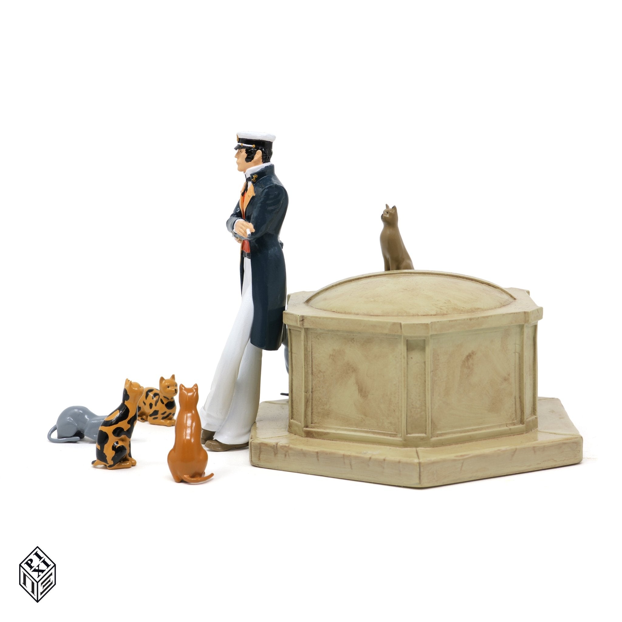 Figurine Corto Maltese et les chats - Fable de venise - La Case Au Tresor