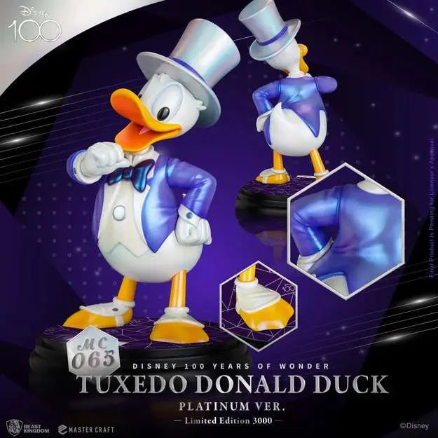 FIGURINE DISNEY: MASTER CRAFT TUXEDO DONALD DUCK VERSION PLATINE - La Case Au Tresor
