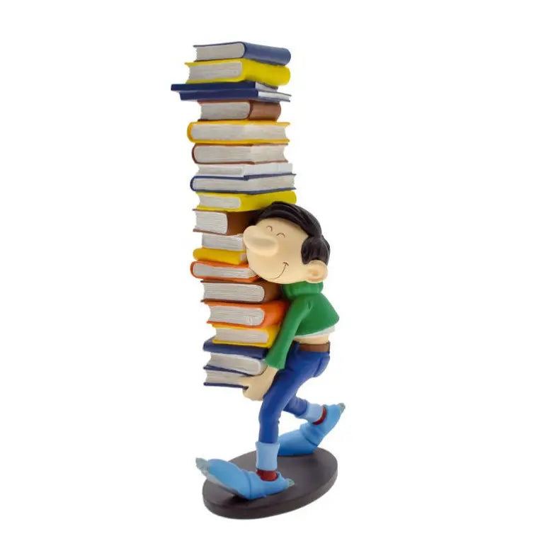 FIGURINE GASTON: GASTON PORTANT UNE PILE DE LIVRES - La Case Au Tresor