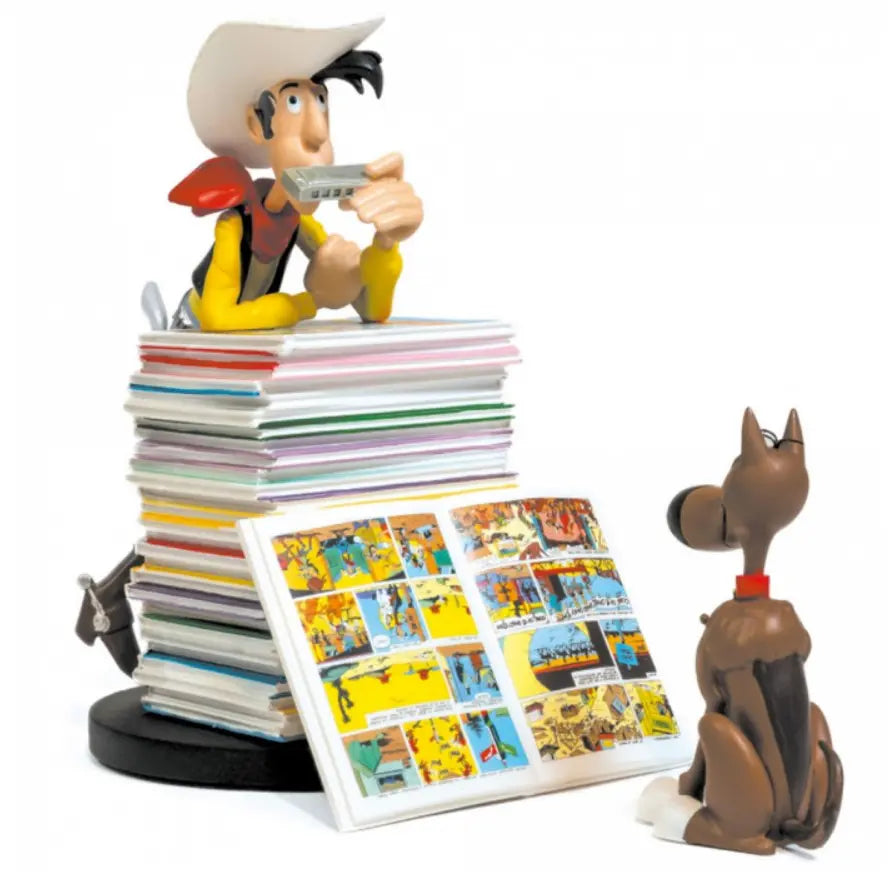 FIGURINE LUCKY LUKE: PILE D'ALBUMS - La Case Au Tresor
