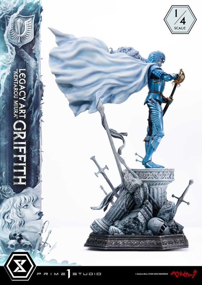 Griffith Berserk, détail de l'armure à motifs de plumes et de la cape de la statuette Prime 1 Studio